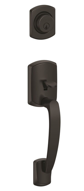 Schlage / Greenwich Handleset / Single Cylinder / Matte Black / F60GRW 622 Schlage / Greenwich Handleset / Single Cylinder / Matte Black / F60GRW 622