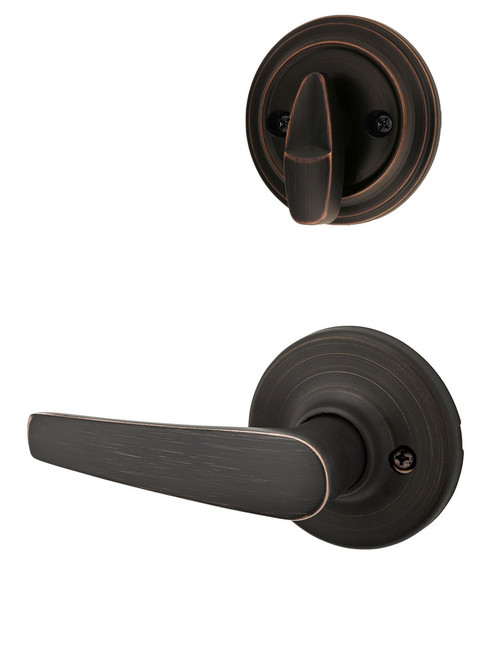 Kwikset / 966 Single Cylinder Interior Trim Pack / Delta Lever / Venetian Bronze / 966DL11P