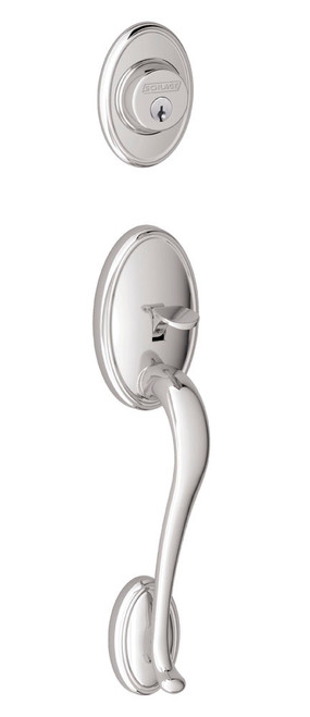 Schlage / Wakefield Handleset / Single Cylinder / Bright Chrome / F60WKF 625