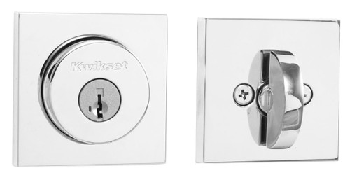 Kwikset / 158 Square Deadbolt / Single Cylinder - SmartKey / Polished Chrome / 158SQT 26 SMT
