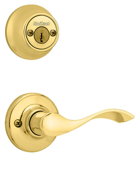 Kwikset / 605 Double Cylinder Interior Trim Pack / Balboa Lever / Left Hand / Polished Brass / 605BLLH3
