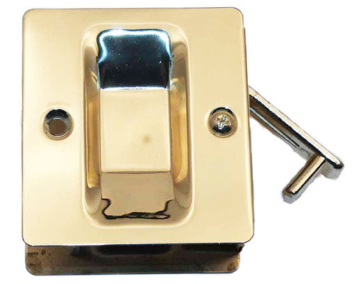 Hager / Square Pocket Door Lock / Passage / Polished brass Brass / 330D 3