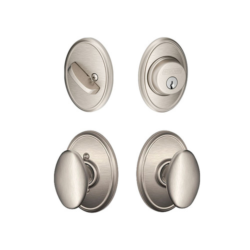 Schlage / Siena with Wakefield Rose and Deadbolt / B60 Single Cylinder Deadbolt with Passage Knob / Satin Nickel / FB10SIE619WKF