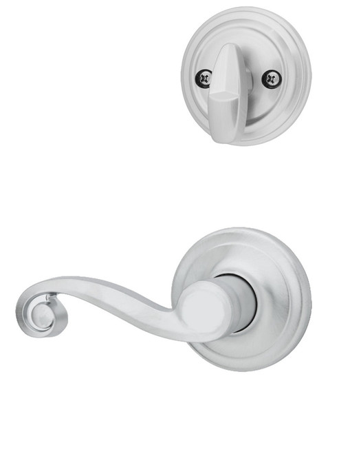 Kwikset / 966 Single Cylinder Interior Trim Pack / Lido Lever / Right Hand / Satin Chrome / 966LLRH26D