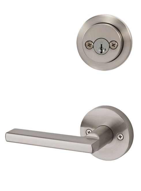 Kwikset / 967 Double Cylinder Interior Trim Pack / Halifax Lever with Round Rose / Satin Nickel / 967HFLRDT15 SMT