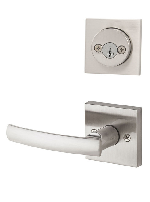 Kwikset / 967 Double Cylinder Interior Trim Pack / Sydney Lever with Square Rose / Satin Nickel / 967SYLSQT15 SMT
