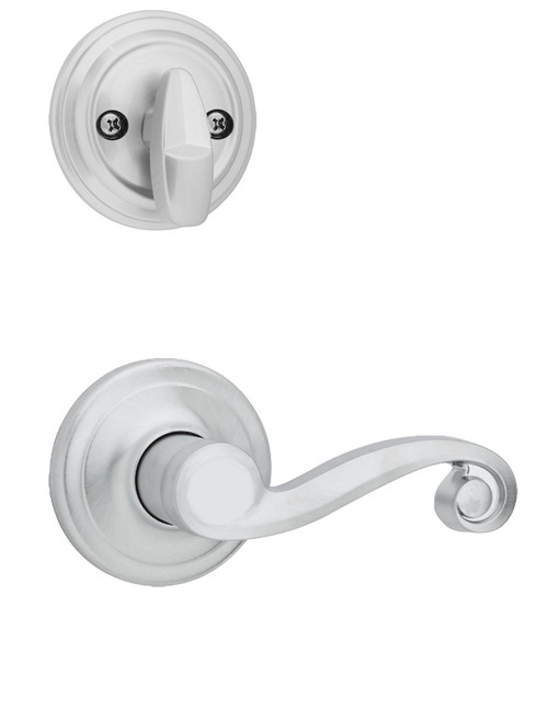 Kwikset / 966 Single Cylinder Interior Trim Pack / Lido Lever / Left Hand / Satin Chrome / 966LLLH26D