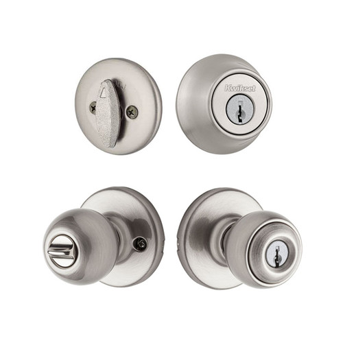 Kwikset / Polo 400 Knob and 660 Single Cylinder Deadbolt Combo Pack / Satin Nickel / 690P 15 CP