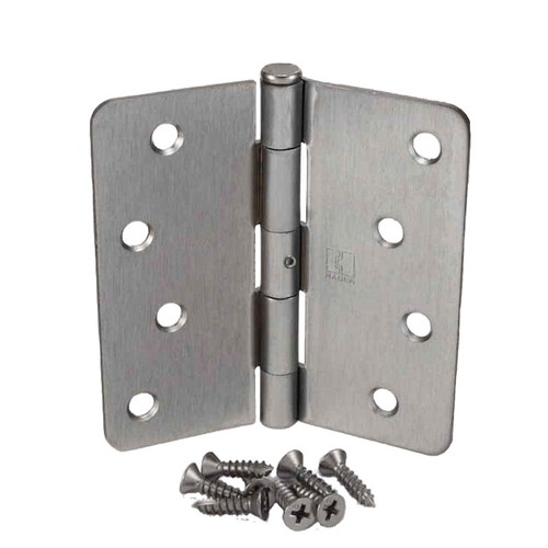 Hager / Hinge / 4" x 4" / 1/4" Radius Corner / Non-Removable Pin / Satin Chrome / RC1741 4x4 26D NRP