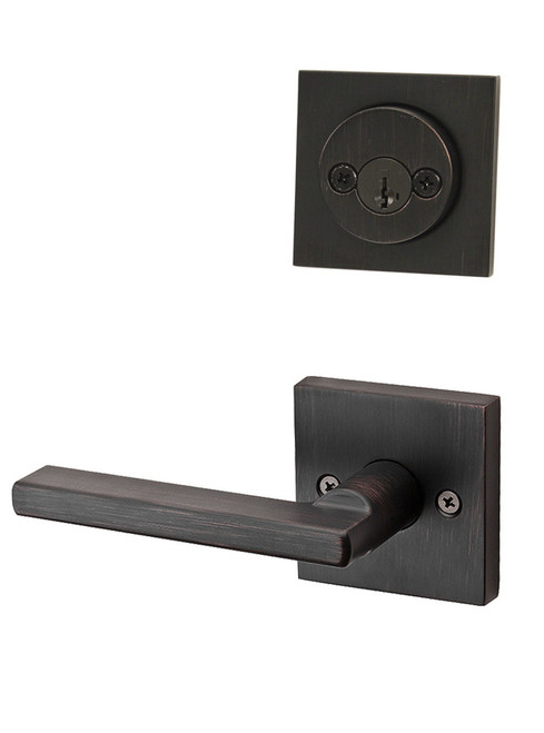 Kwikset / 967 Double Cylinder Interior Trim Pack / Halifax Lever with Square Rose / Venetian Bronze / 967HFLSQT11P SMT