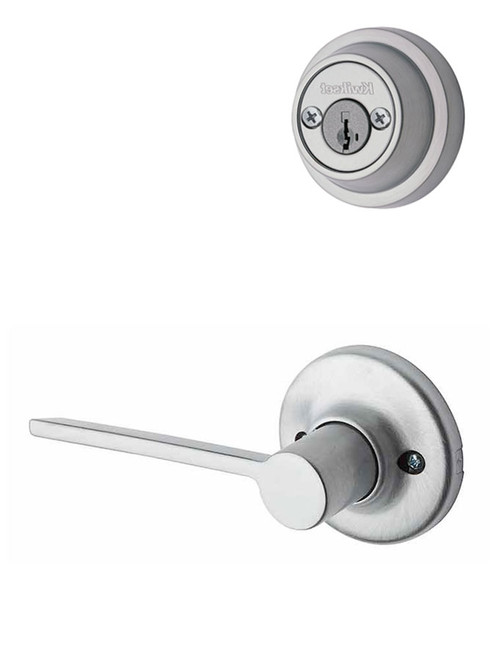 Kwikset / 605 Double Cylinder Interior Trim Pack / Ladera Lever Round Rose / Right Hand / Satin Chrome / 605LRLRDTRH26D