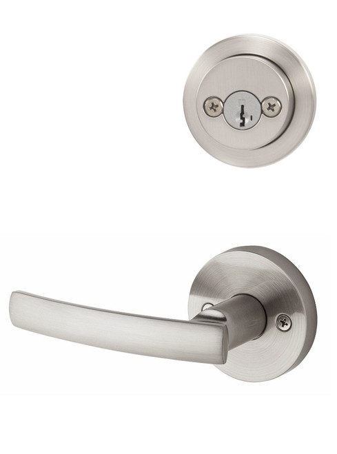 Kwikset / 967 Double Cylinder Interior Trim Pack / Sydney Lever with Round Rose / Satin Nickel / 967SYLRDT15 SMT