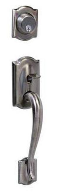 Schlage / Camelot Handleset / Double  Cylinder / Antique Pewter / F62CAM 620