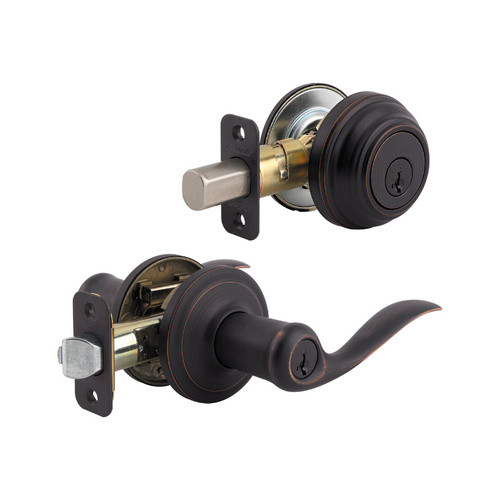 Kwikset Tustin Lever with Single Cylinder Deadbolt Combo Pack SmartKey ...