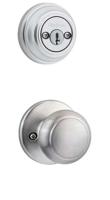 Kwikset / 967 Double Cylinder Interior Trim Pack / Cove Knob / Satin Chrome / 967CV26D