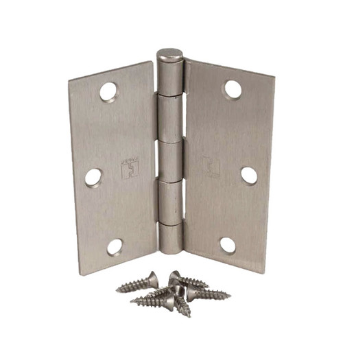 Hager / Hinge / 3-1/2" x 3-1/2" / Square Corner / Satin Nickel / 1741 3.5x3.5 15