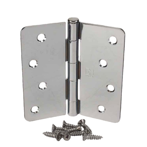 Hager / Hinge / 4" x 4" / 1/4" Radius Corner / Bright Chrome / RC1741 4x4 26