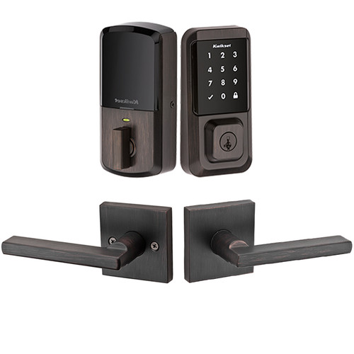 Kwikset / Halifax SQT Passage Lever + 939 Halo Electronic Deadbolt / Venetian Bronze / 939WIFI TSCR 154HFL SQT 11P SMT