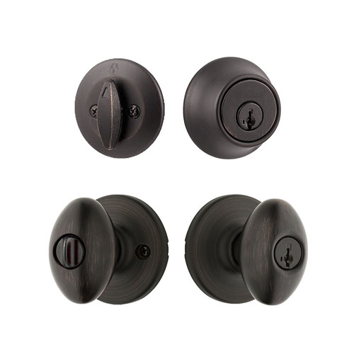 Kwikset / Aliso 400 Knob and 660 Single Cylinder SmartKey Deadbolt Combo Pack / Venetian Bronze / 690AO 11P SMT
