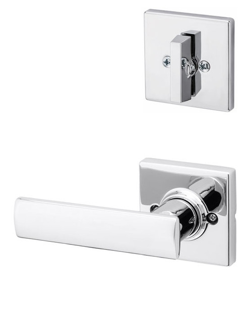 Kwikset / 604 Single Cylinder Interior Trim Pack / Breton Lever with Square Rose / Polished Chrome / 604BRNL SQT 26