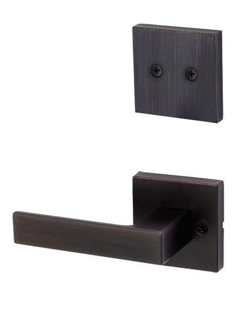 Kwikset / 973 Dummy Cylinder Interior Trim Pack / Singapore Lever with Square Rose / Venetian Bronze / 973SALSQT11P