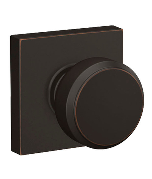 Schlage / Bowery Knob with Collins Rose / Passage / Aged Bronze / F10BWE 716 COL Schlage / Bowery Knob with Collins Rose / Passage / Aged Bronze / F10BWE 716 COL