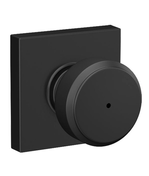 Schlage / Bowery Knob with Collins Rose / Privacy / Matte Black / F40BWE 622 COL