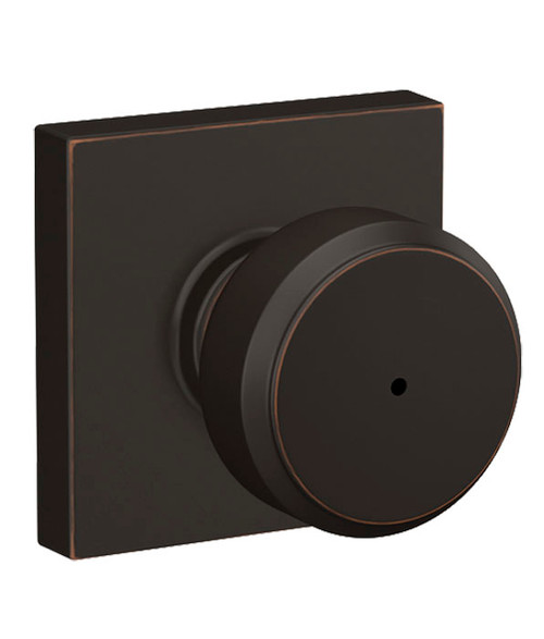 Schlage / Bowery Knob with Collins Rose / Privacy / Aged Bronze / F40BWE 716 COL