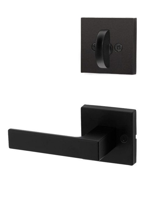 Kwikset / 966 Single Cylinder Interior Trim Pack / Singapore Lever with Square Rose / Matte Black / 966SALSQT514