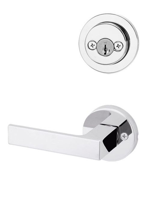 Kwikset / 967 Double Cylinder Interior Trim Pack / Singapore Lever with Round Rose / Polished Chrome / 967SALRDT26 SMT