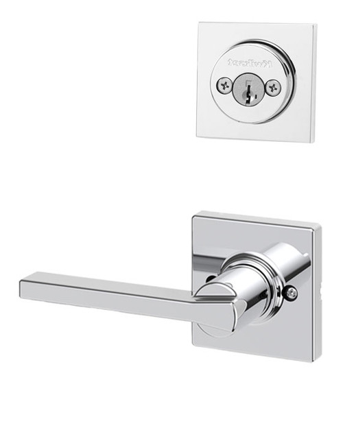 Kwikset / 967 Double Cylinder Interior Trim Pack / Casey Lever with Square Rose / Polished Chrome / 967CSLSQT26 SMT