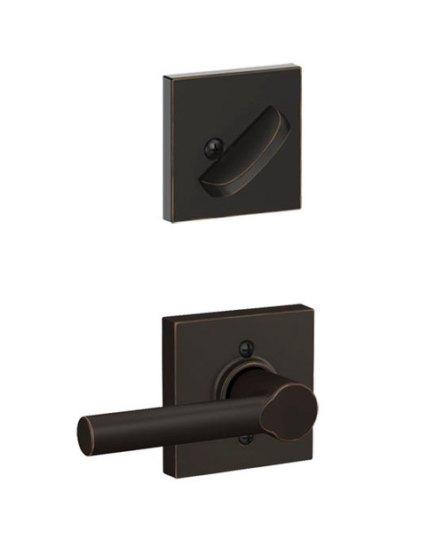 Schlage / F Series Single Cylinder Interior Trim Pack / Broadway Lever with Collins Rose / Aged Bronze / Single Cylinder / F59BRW716COL Schlage / F Series Single Cylinder Interior Trim Pack / Broadway Lever with Collins Rose / Aged Bronze / Single Cylinder / F59BRW716COL
