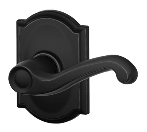 Schlage / Flair Lever with Camelot Rose / Passage / Matte Black / F10FLA 622 CAM