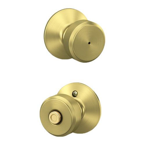 Schlage / Bowery Knob / Privacy / Satin Brass / F40BWE 608