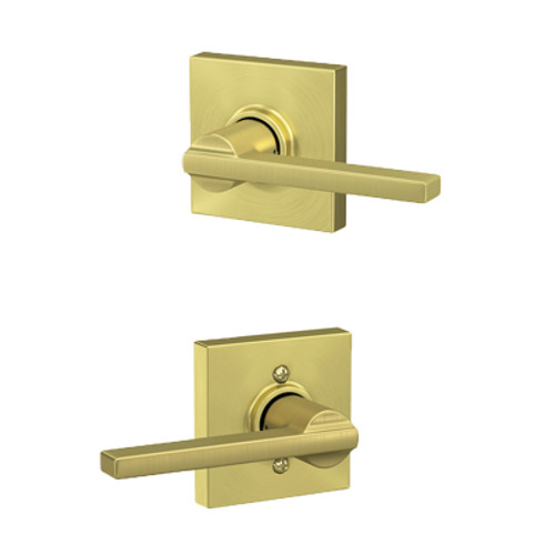 Schlage / Latitude Lever with Collins Rose / Passage / Satin Brass / F10LAT 608 COL
