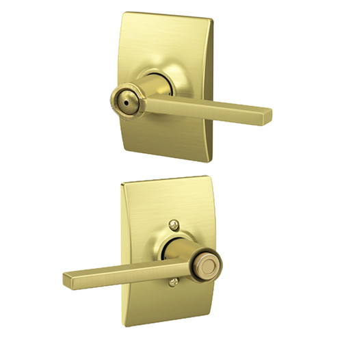 Schlage / Latitude Lever with Century Rose / Privacy / Satin Brass / F40LAT 608 CEN