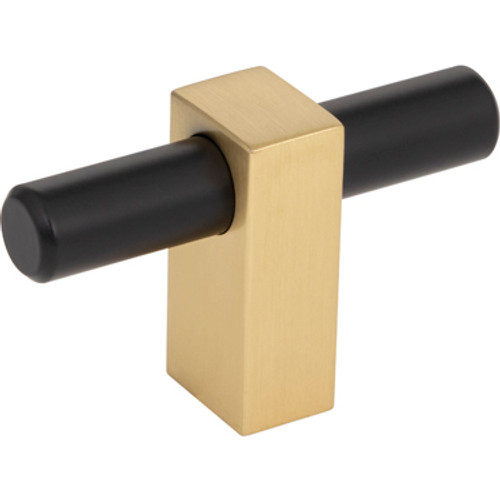 Jeffrey Alexander / Larkin 2 T-Knob / 2-3/8" / Matte Black-Brushed Gold / 478T-MBBG Jeffrey Alexander / Larkin 2 T-Knob / 2-3/8" / Matte Black-Brushed Gold / 478T-MBBG