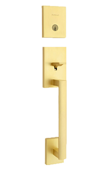 Kwikset / San Clemente Handleset / Single Cylinder - SmartKey / Satin Brass / 818 SCE 4 SMT