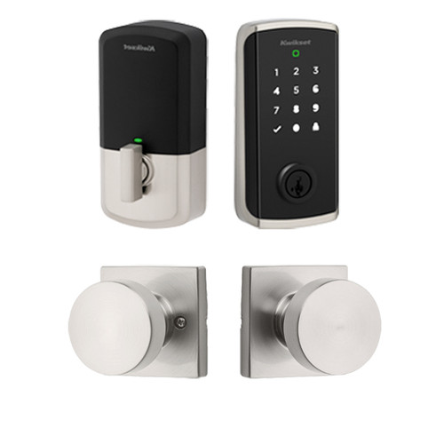 Kwikset / Pismo SQT 720 Passage Knob + 9800 Halo Select Deadbolt / Satin Nickel / 9800WIFI TSCR 720PSK SQT 15 SMT