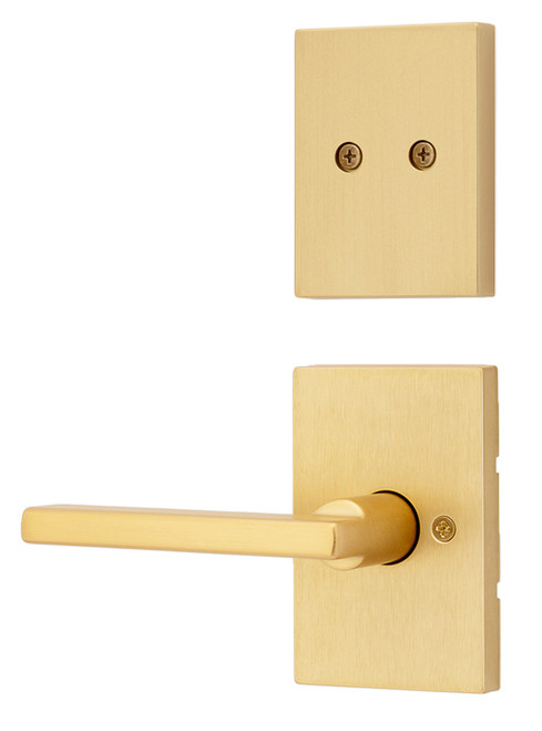 Kwikset / 973 Dummy Cylinder Interior Trim Pack / Halifax Lever with Rectangular Rose / Satin Brass / 973HFL RCT 4