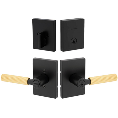 Kwikset / Mirada 740 Lever and 258 RCT Single Cylinder SmartKey Deadbolt Combo / Matte Black - Satin Brass / 991 MAL RCT 514-4 SMT