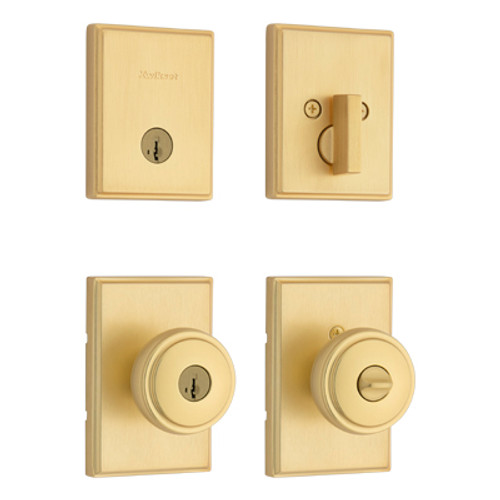 Kwikset / Sora TRCT 740 Knob and 258 TRCT Single Cylinder Deadbolt Combo / Satin Brass / 991 SOK TRCT 4 SMT
