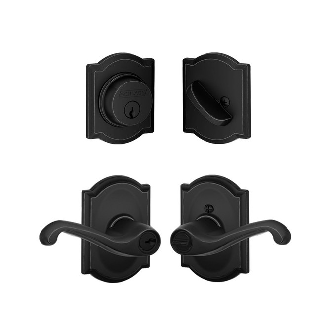 Schlage / Flair x Camelot Lever / F51A Keyed Entry with B60 Single Cylinder Deadbolt Combo Pack