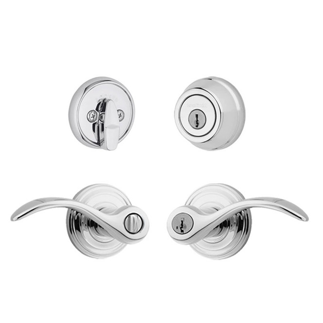 Kwikset / Pembroke 740 Lever and 780 Single Cylinder SmartKey Deadbolt Combo / Polished Chrome / 991PML 26 SMT