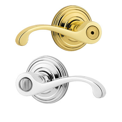 Kwikset / Commonwealth Lever / Privacy / Polished Brass x Polished Chrome