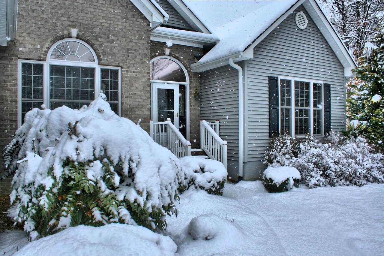 Snow-covered home in winter