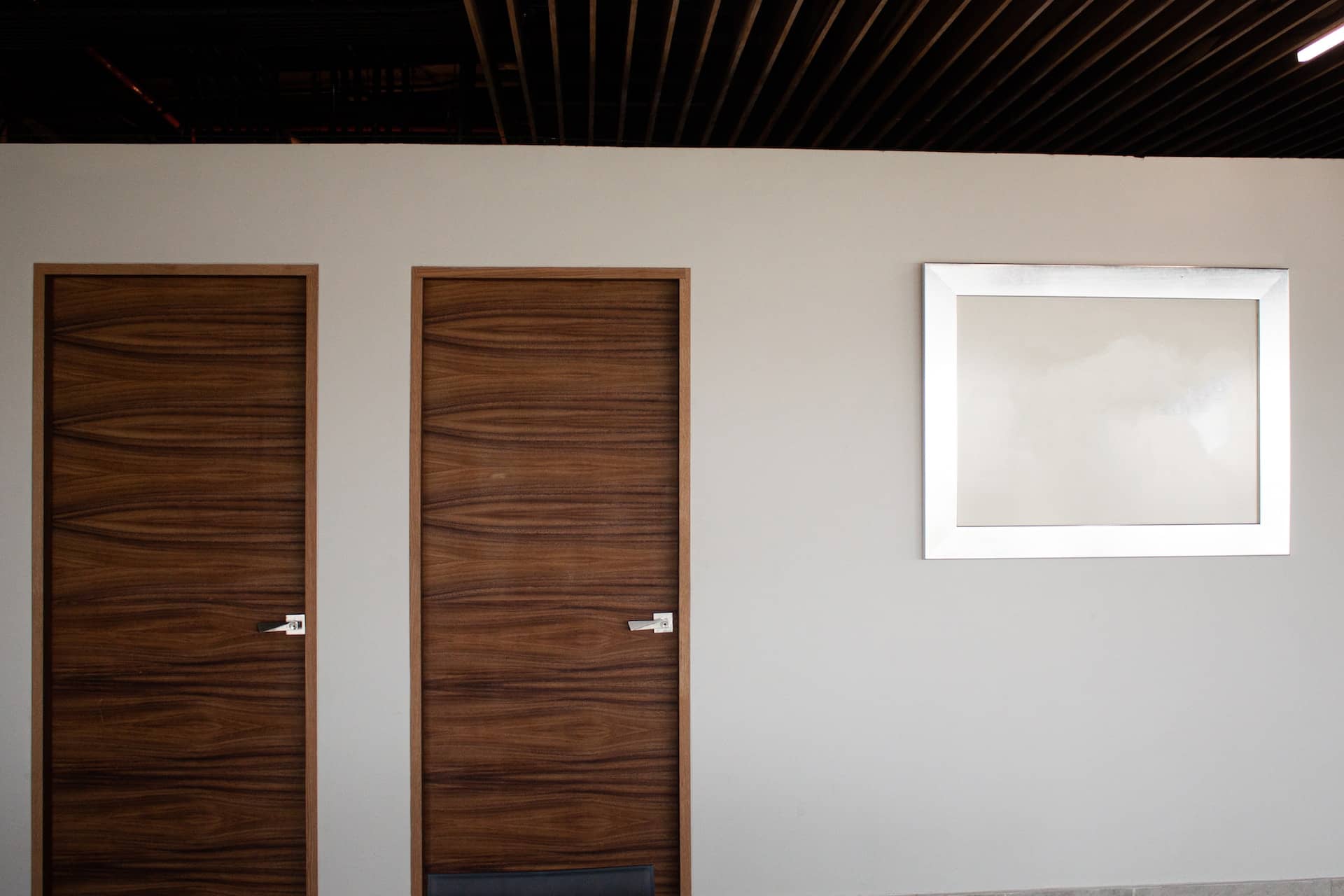 two brown wooden doors