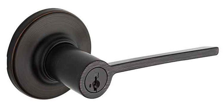 Kwikset Ladera Lever with Round Rose Keyed Entry Venetian Bronze