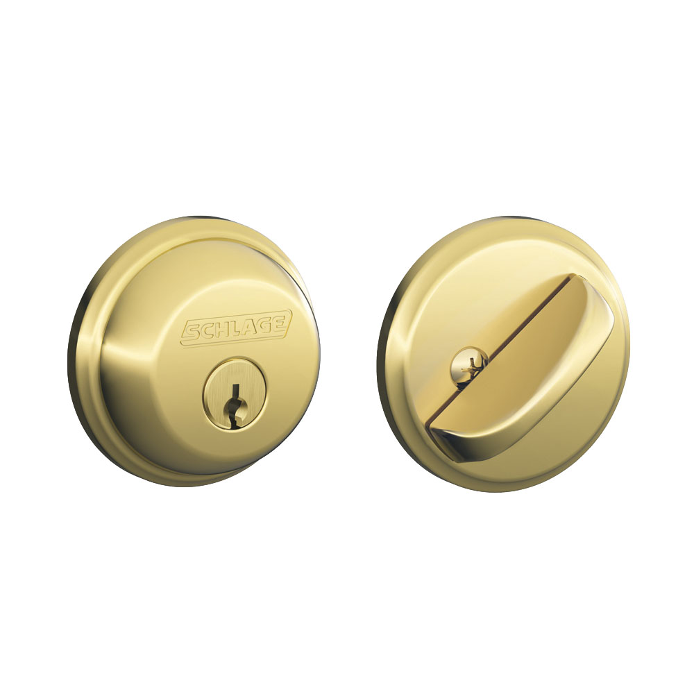 Schlage Georgian Lifetime Bright Brass F51A Keyed Entry Knob with