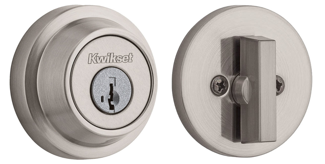 Kwikset 660RDT Series Contemporary Single Cylinder SmartKey Deadbolt  Satin Nickel, 660RDT 15 SMT